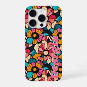 Personalized Fantastic Retro Floral Pattern iPhone 16 Pro Case