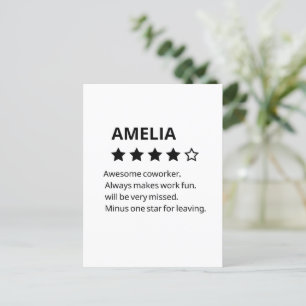 Personalized Farewell Gift – Funny 4-Star Coworker Invitation Postcard