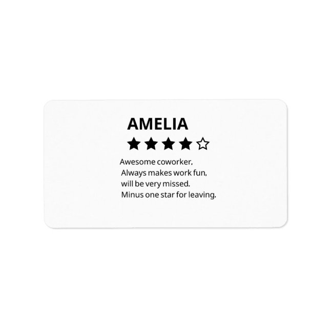 Personalized Farewell Gift – Funny 4-Star Coworker Label (Front)