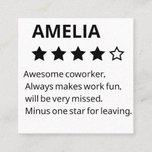 Personalized Farewell Gift – Funny 4-Star Coworker Square Business Card