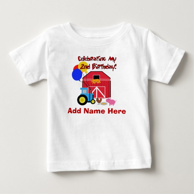 Personalized Farm 2nd Birthday Tshirt (Front)