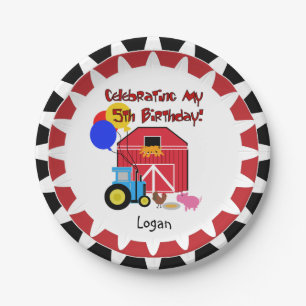 Personalized Farm 5th Birthday Paper Plates