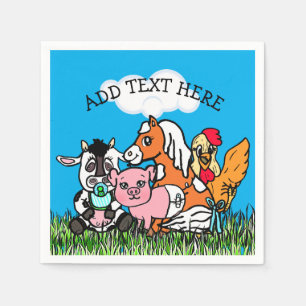 Personalized Farm Animals Baby Shower Napkin