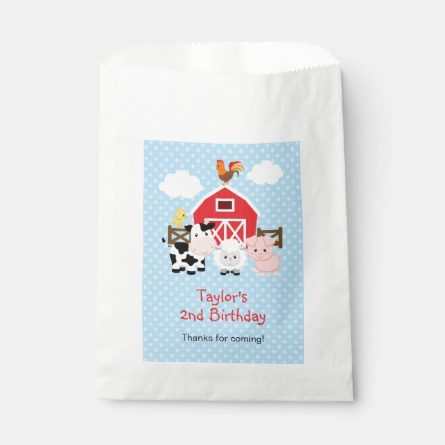 Personalized Farm Animals (Blue) Favour Bags (Front)