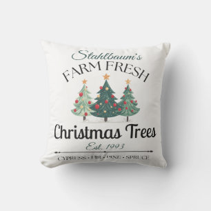 Personalized Farm Fresh Christmas Trees Outdoor Pillow