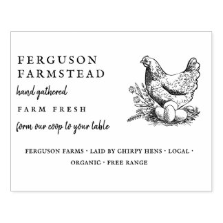 Personalized Farm Fresh Egg Rustic Custom Chicken Rubber Stamp