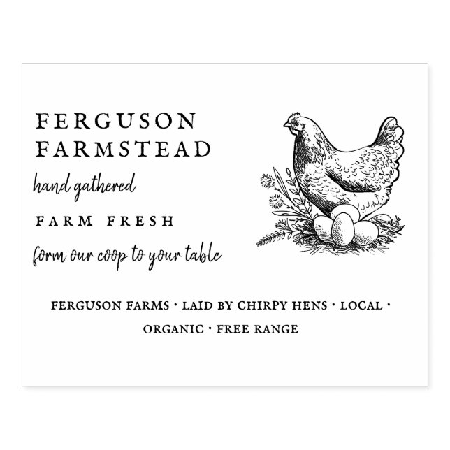 Personalized Farm Fresh Egg Rustic Custom Chicken Rubber Stamp (Imprint)