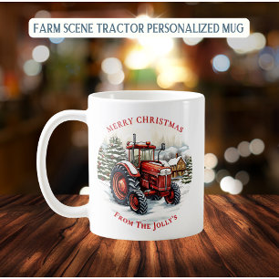 Personalized Farm Tractor Christmas Coffee Mug