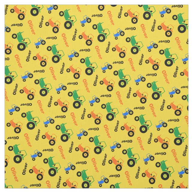Personalized farm tractor name colourful fabric (Swatch)