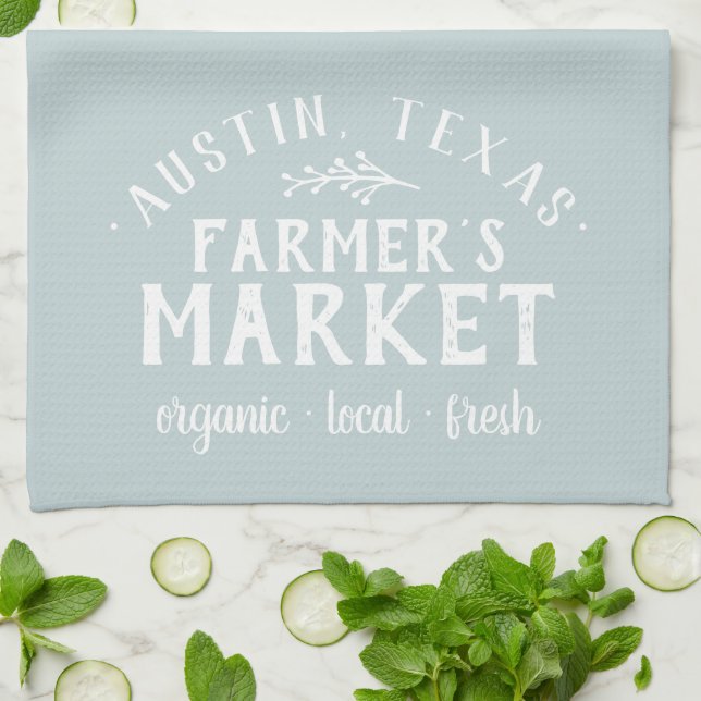 Personalized Farmer's Market | Farmhouse Kitchen T Kitchen Towel (Folded)