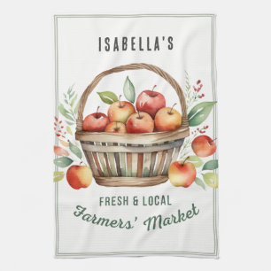 Personalized Farmers Market Rustic Country Apples Kitchen Towel