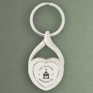 Personalized Farmhouse Barn Family Name Keychain