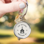 Personalized Farmhouse Barn Family Name Keychain<br><div class="desc">Carry a little piece of home everywhere you go with this personalized farmhouse keychain featuring a simple barn illustration, weather vane, and your family name in rustic typography. Custom text fields let you add your established year and hometown, creating a charming keepsake for your farmhouse, ranch, lake house, or first...</div>