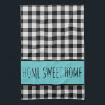 Personalized Farmhouse Black Buffalo Plaid Kitchen Towel<br><div class="desc">Personalized Farmhouse Black Buffalo Plaid kitchen towel
With a touch of teal,  
Change the wording to your choice, </div>