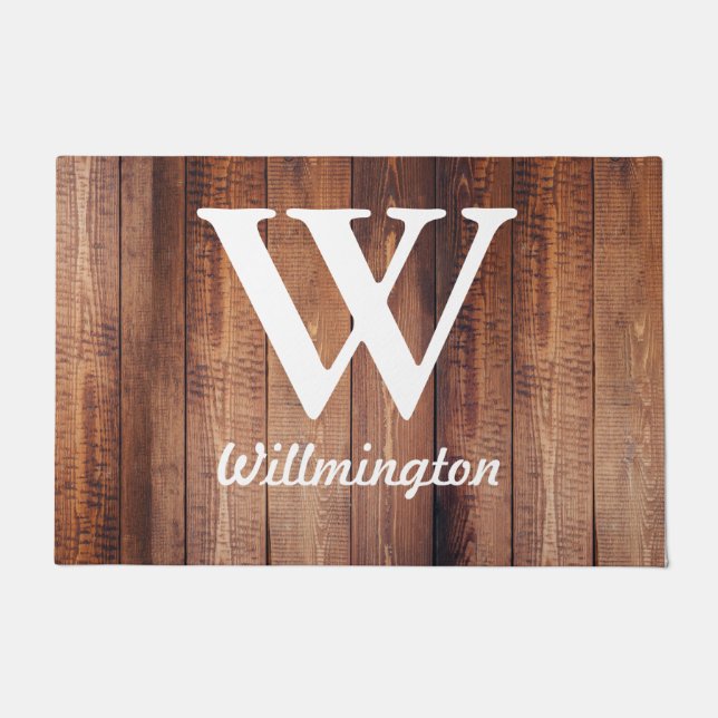 Personalized - Farmhouse Chic Barn Wood Planks Doormat (Front)