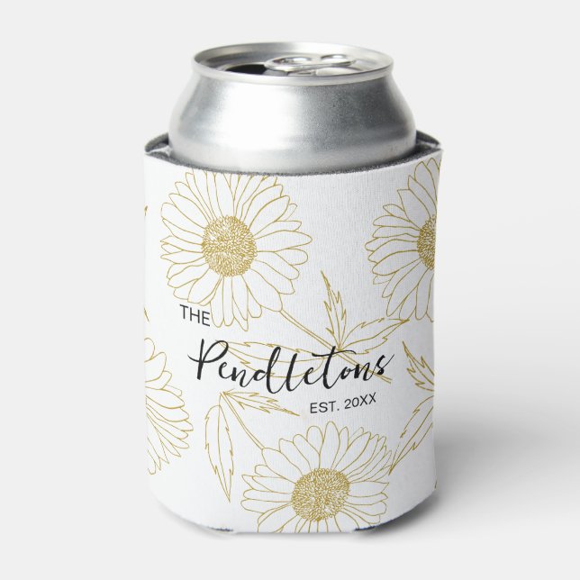 Personalized Farmhouse Chic Sunflower  Can Cooler (Can Front)