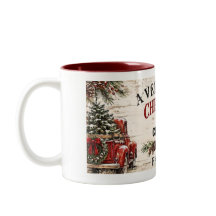 Personalized Farmhouse Christmas Two-Tone Mug | Cu