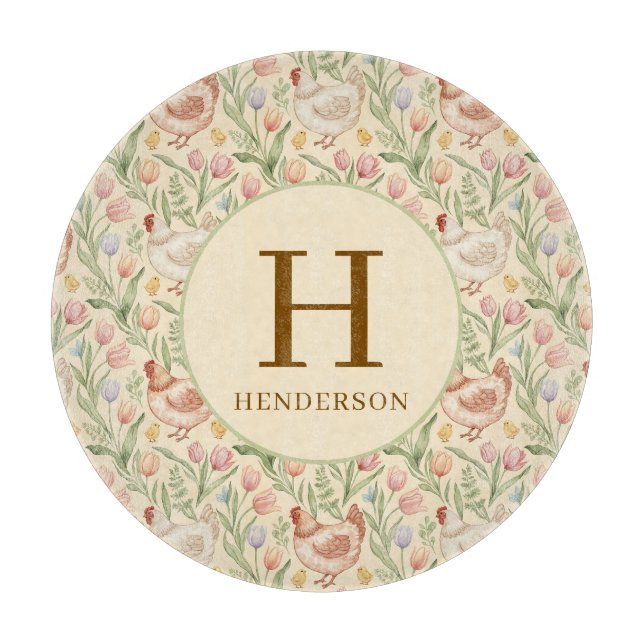 Personalized Farmhouse Monogram Glass Board (Front)