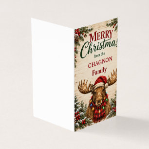 Personalized Farmhouse Moose Christmas Card
