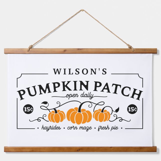 Personalized Farmhouse Pumpkin Patch Hanging Tapestry (Front)