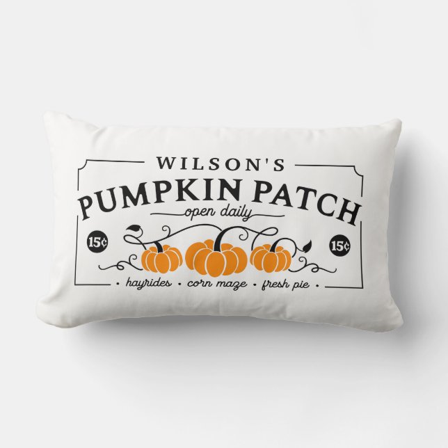 Personalized Farmhouse Pumpkin Patch Lumbar Pillow (Front)