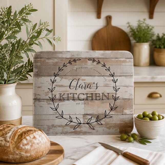 Personalized Farmhouse Rustic Worn Wood Cutting Board (Creator Uploaded)
