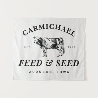 Personalized Farmhouse Style Feed & Seed Banner Tapestry