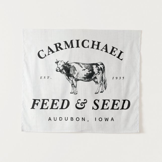 Personalized Farmhouse Style Feed & Seed Banner Tapestry (Front (Horizontal))