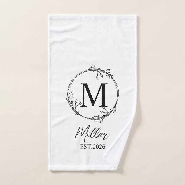 Personalized Farmhouse Tea Towel, Monogram Initial Hand Towel (Hand Towel)