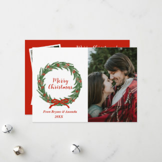 Personalized Farmhouse Wreath Holiday Card