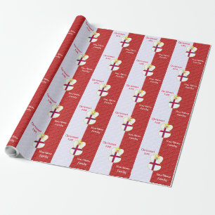 Personalized Faroe Islands Angel Flag Red White Wrapping Paper