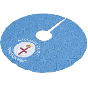 Personalized Faroese Angel Hanukkah Flag Brushed Polyester Tree Skirt