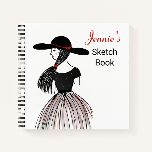Personalized Fashion Sketchbook Notebook (Front)