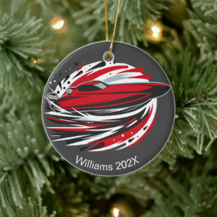 Personalized Fast Dynamic Offshore Boating Ceramic Ornament