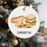 Personalized Fast Food Hamburger Pizza Hotdog Ceramic Ornament<br><div class="desc">This design may be personalized in the area provided by changing the photo and/or text. Or it can be customized by choosing the click to customize further option and delete or change the colour of the background, add text, change the text colour or style, or delete the text for an...</div>