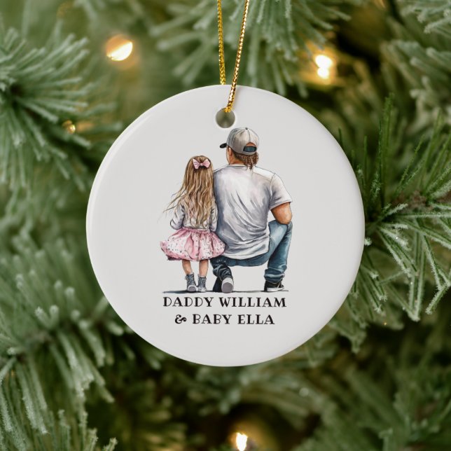 Personalized Father and Daughter (4) Ceramic Ornament (Tree)