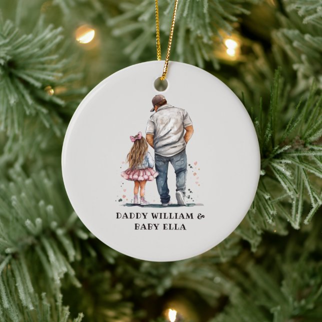 Personalized Father and Daughter Ceramic Ornament (Tree)