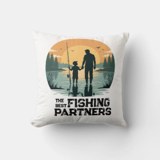 Personalized Father and Son Fishing Gift Throw Pillow