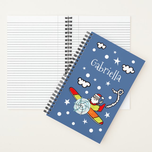 Personalized Father Christmas Santa Claus Airplane Notebook (Inside)