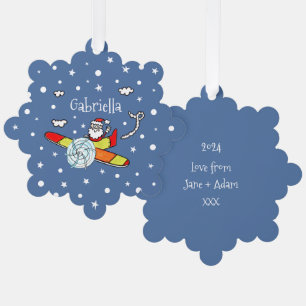 Personalized Father Christmas Santa Claus Airplane Ornament Card