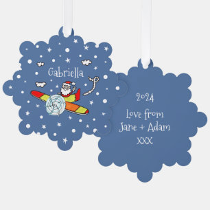Personalized Father Christmas Santa Claus Airplane Ornament Card