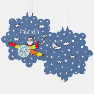 Personalized Father Christmas Santa Claus Airplane Ornament Card