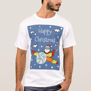 Personalized Father Christmas Santa Claus Airplane T-Shirt