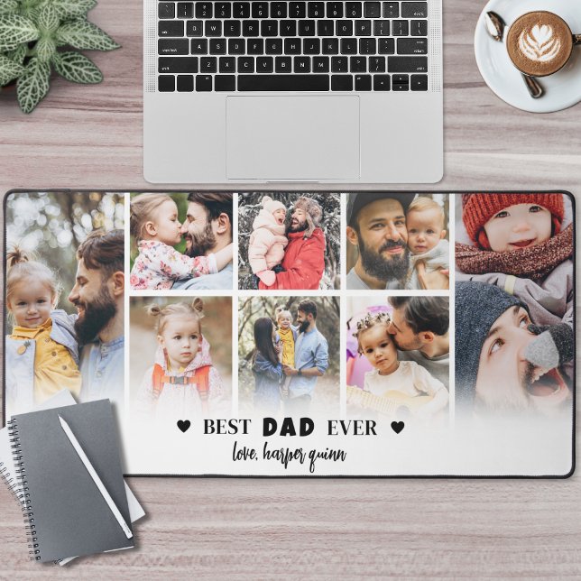 Personalized Father Dad Photo Collage Desk Mat (Personalized Father Dad Photo Collage Desk Mat)