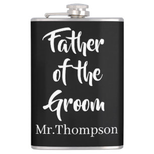 Personalized Father of the Groom Black Hip Flask