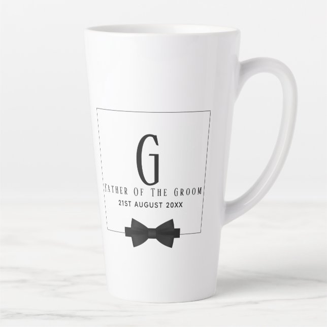 Personalized Father of The Groom Monogram Bow Tie Latte Mug (Right)