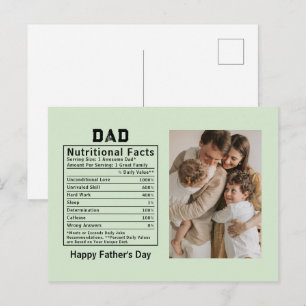 Personalized Father’s Day Dad Nutritional Facts Postcard