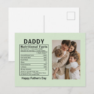 Personalized Father’s Day Daddy Nutritional Facts Postcard