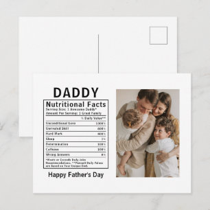 Personalized Father’s Day Daddy Nutritional Facts Postcard