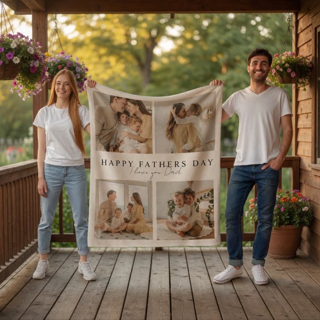 Personalized Father’s Day Photo Custom Dad Gift Fleece Blanket (Creator Uploaded)